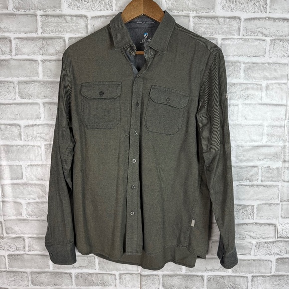 KUHL Descendr Gray Antique Washout Long Sleeve Button Up Flannel Shirt MEDIUM - Picture 1 of 9